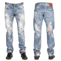 Atacado Novos Homens Moda Pigmento Tingido Denim Jeans